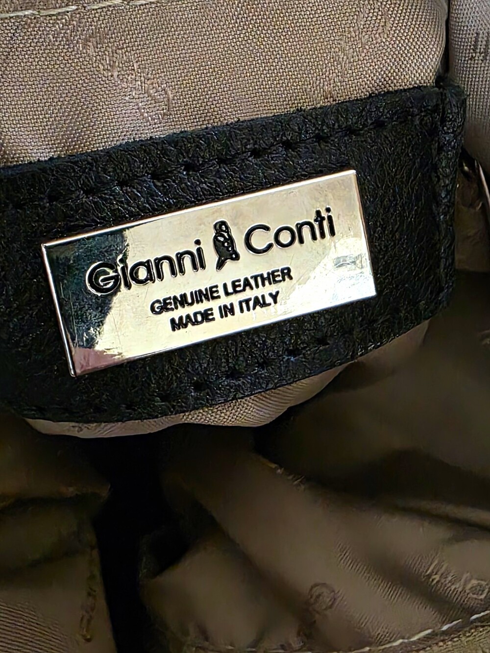 Gianni Conti Large Black Shoulder Bag Zip Detachable Strap Lined Pockets